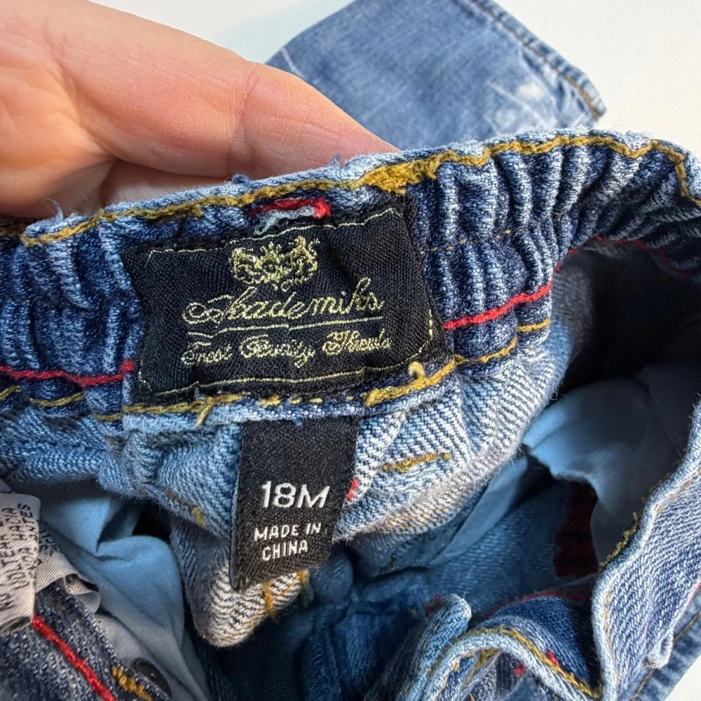 Akademiks‎ Boys Jeans Distressed Denim Embroidered Logo Size 18 Month Y2K